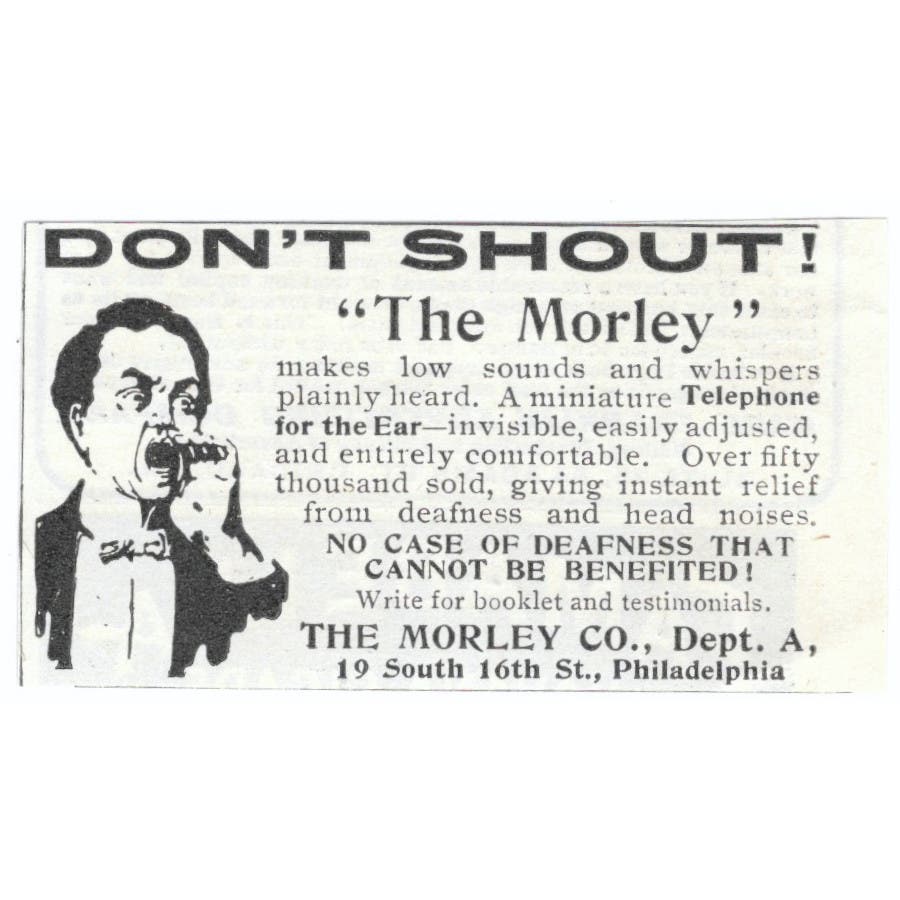 The Morley Co Telephone for the Ear 1905 Original Magazine Advertisement AE7-SA1