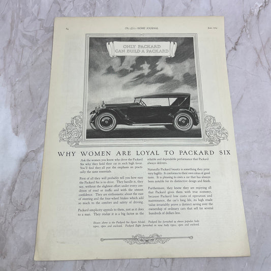Packard Six Sport Model Automobile 1924 Magazine Ad FL6-11