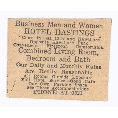 Hotel Hastings Minnesota 1935 Minneapolis Journal Advertisement AE7-H3