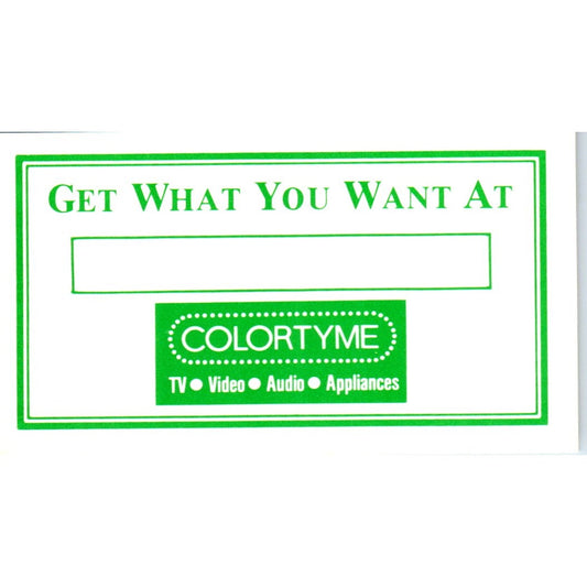 ColorTyme Rent to Own Vintage Business Card SD8-B5