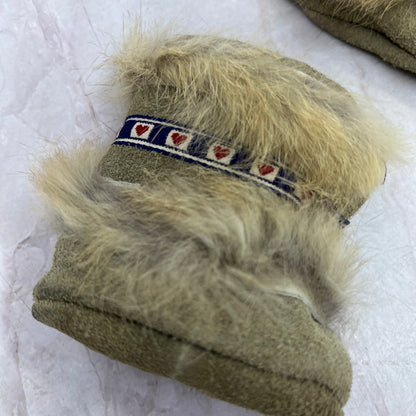 Vtg Handmade Soft Leather Suede & Rabbit Fur Kirsten American Girl Doll Boots