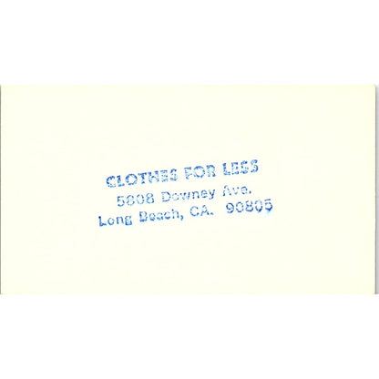 Clothes For Less Bellflower, Long Beach CA Vintage Business Card SE5-B5