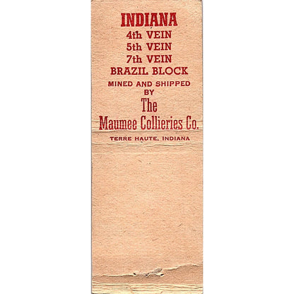 Maumee Colliers Co Washed & Dried Terre Haute IN Vintage Matchbook Cover SC7-Y8