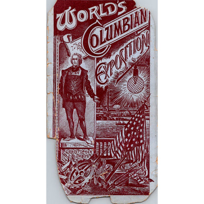 1893 Chicago World Columbian Exposition Souvenir Card Christopher Columbus AG9-5