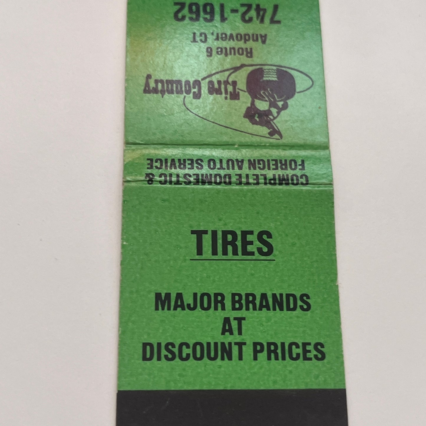 Tire Country Route 6 Andover CT Vintage Matchbook Cover TB8-MB2-3
