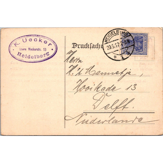 Karl Uecker Heidelberg 1922 German Reich Postcard TE2-GRQ