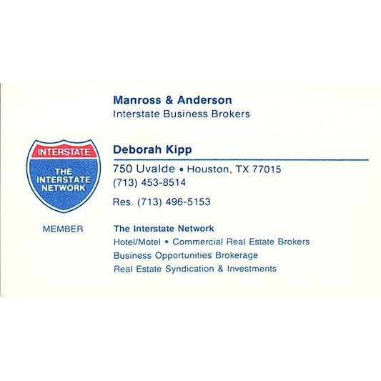 Manross & Anderson Interstate Business Brokers Deborah Kipp Houston Card SF3-B5