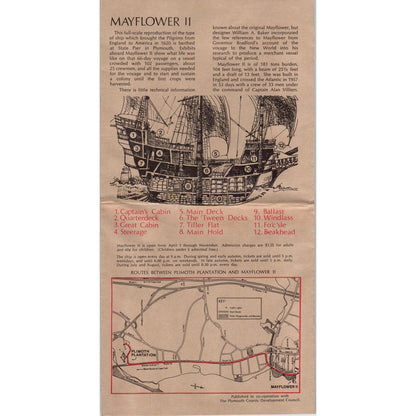 Vintage The Plimoth Plantation Fold Out Map and Brochure TF4-BD