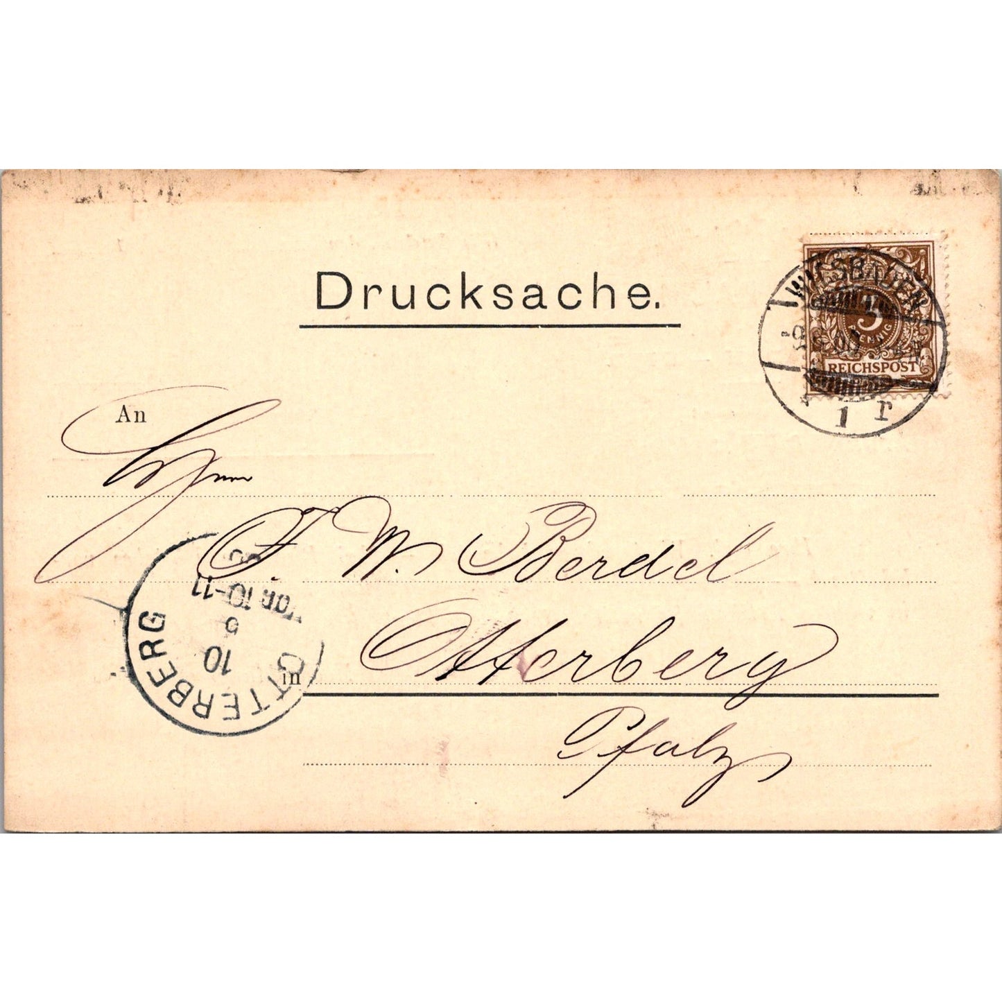 J.M. Baum Wiesbaden - Diez Otterberg 1900 German Reich Postcard P5-12