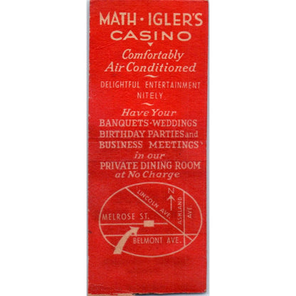 Math Igler's Casino Chicago Vintage Matchbook Cover SF4-Y4