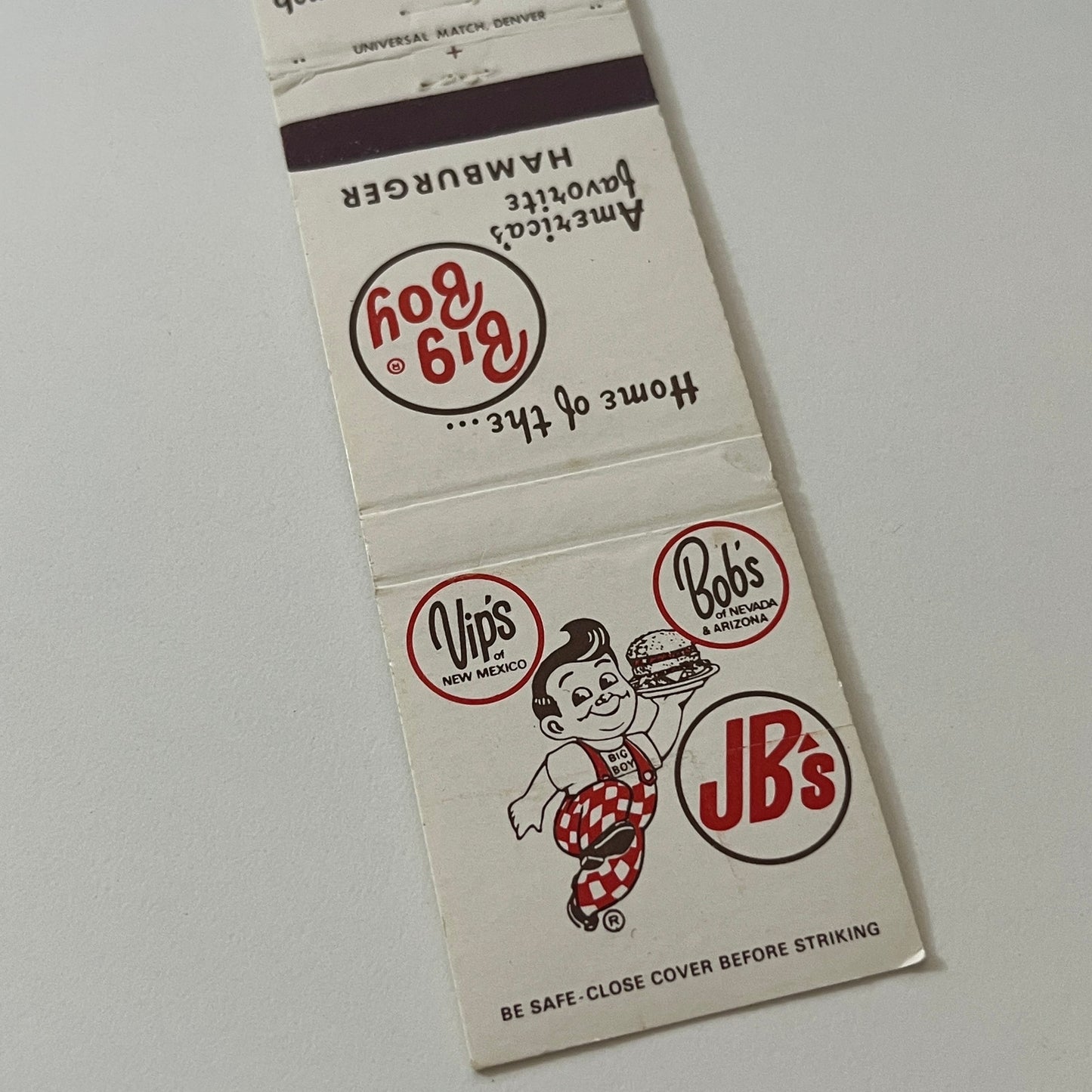 Big Boy Restaurants Vips NM, Bons NV, JB's Vintage Matchbook Cover TB6-MB2-5