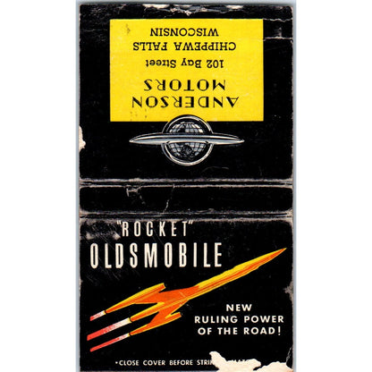 Rocket Oldsmobile Anderson Motors Chippewa Falls Vintage Matchbook Cover SF4-Y6