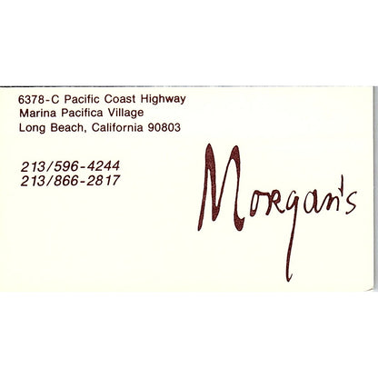 Morgan's Clothes Marina Pacifica Village Long Beach Vintage Business Card SE5-B4