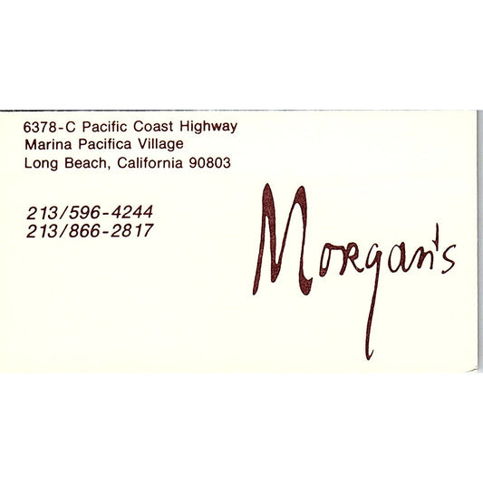 Morgan's Clothes Marina Pacifica Village Long Beach Vintage Business Card SE5-B4