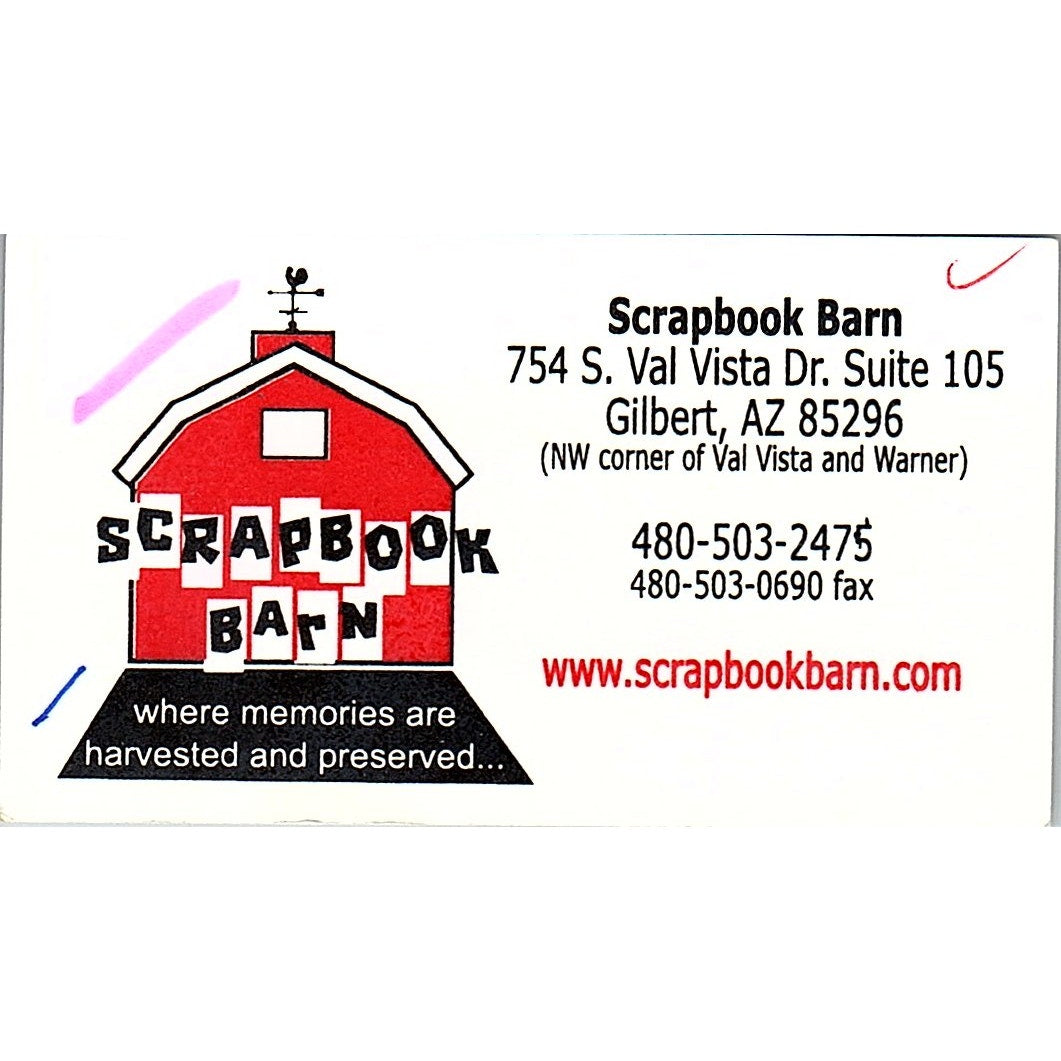 Scrapbook Barn Gilbert AZ Vintage Business Card SC9-B10