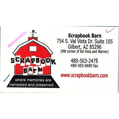 Scrapbook Barn Gilbert AZ Vintage Business Card SC9-B10