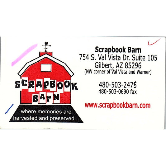 Scrapbook Barn Gilbert AZ Vintage Business Card SC9-B10
