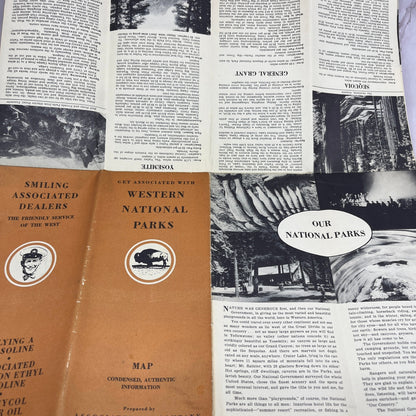 1935 Flying A Gasoline Western National Parks Fold Out Brochure & Map TH9-CB