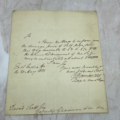 Original Letter from 1800 - David Geoff Esq East India Tea G. Dominicus Salt AE5