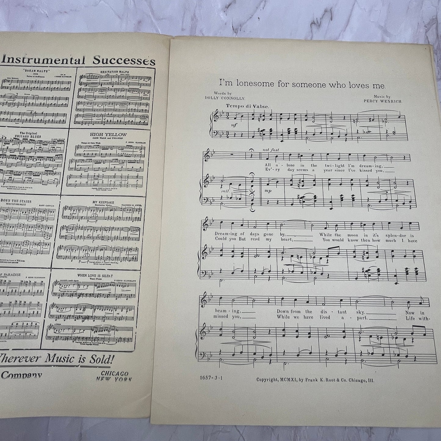 I'm Lonesome For Someone Who Loves Me Percy Wenrich 1911 Sheet Music V15