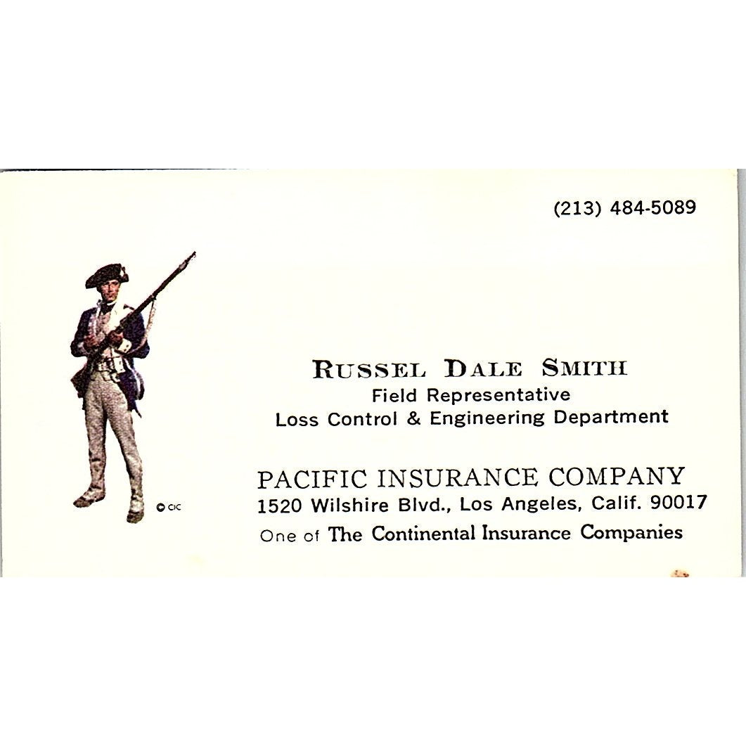 Russel Dale Smith Pacific Ins Co Los Angeles Vintage Business Card SD9-B9