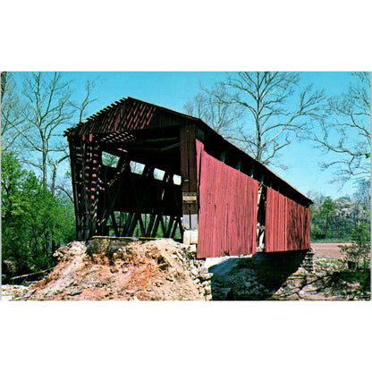 Putnamville Bridge 14-67-16 Deer Creek IN Vintage Covered Bridge Postcard PD1