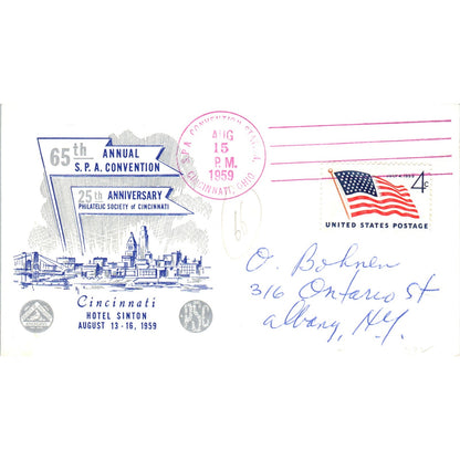 1959 Philatelic Society of Cincinnati 25th Anny Convention Postal Cover TI5-PC1
