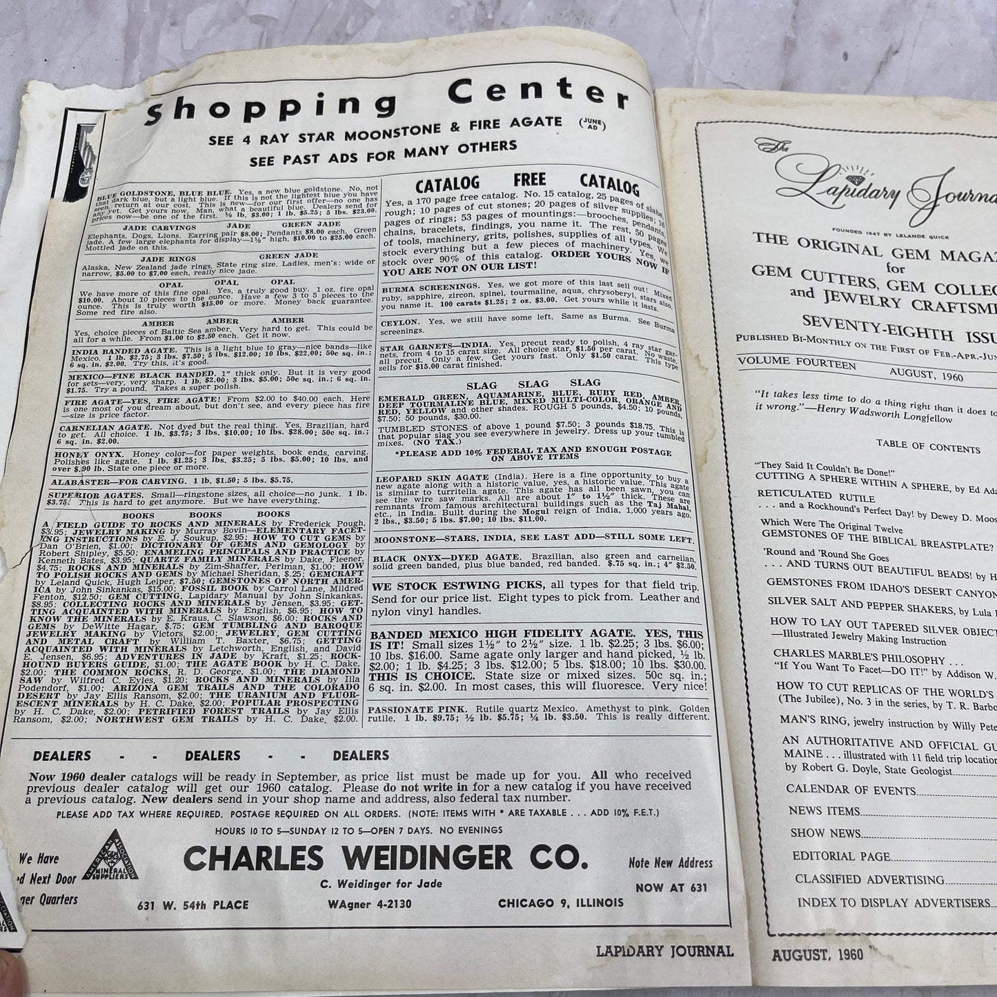 Flowers Cast in Gold R.M. Reynolds - Lapidary Journal Magazine - Aug 1960 M23-1