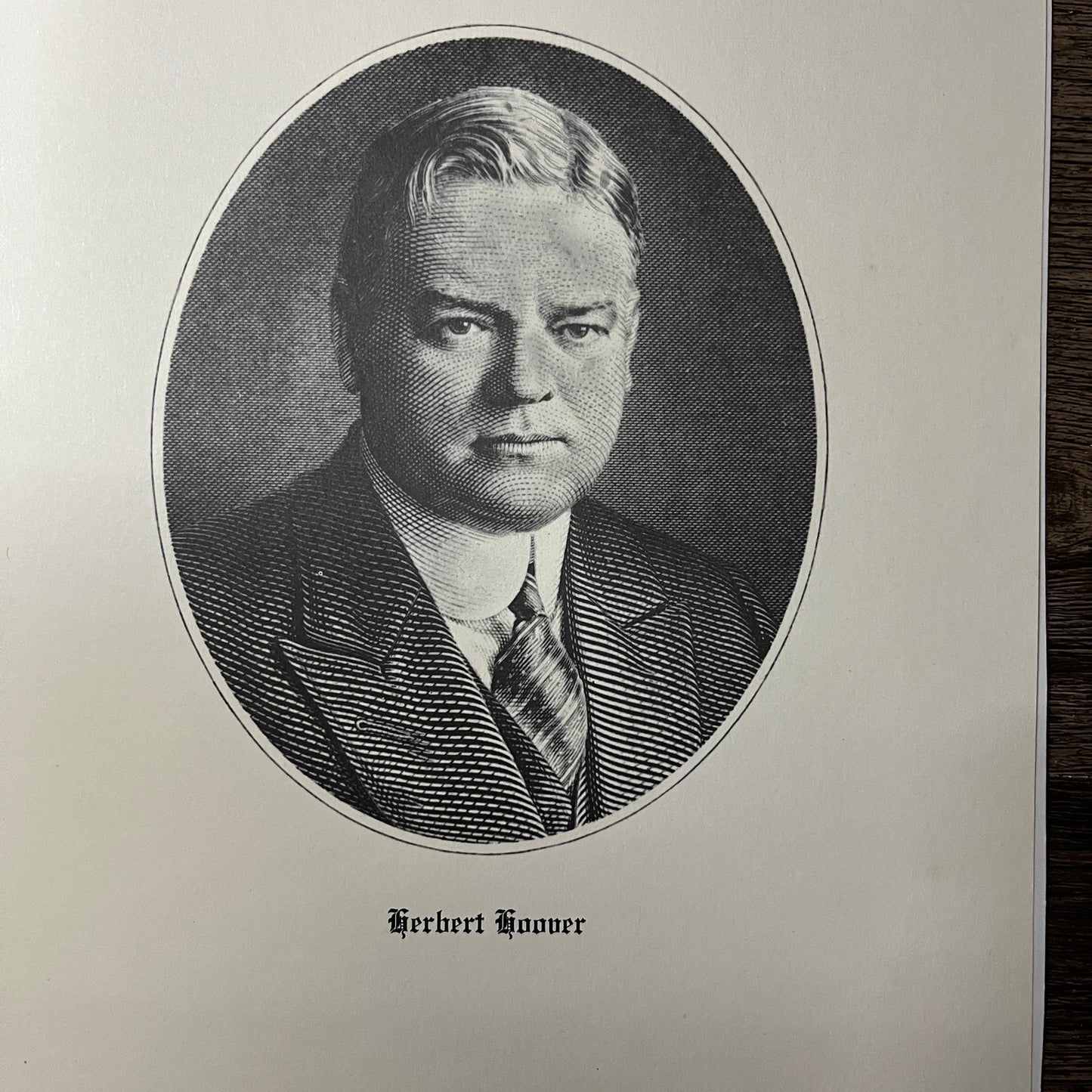 President Herbert Hoover Engraving Vintage 9x12 V11