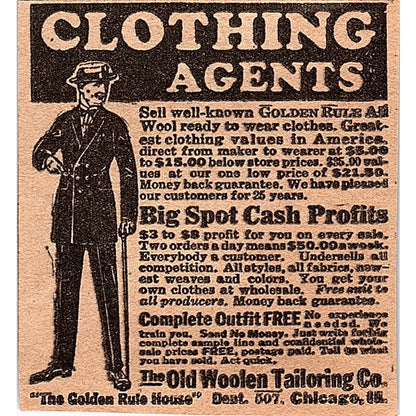 The Old Woolen Tailoring Co Chicago IL 1926 Ad AG3-M2
