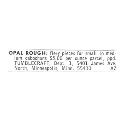 Tumblecraft Opal Rough Minneapolis Minnesota 1972 Ad AF8-S15
