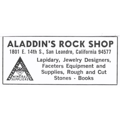 Aladdin's Rock Shop San Leandro California 1972 Ad AF8-S4