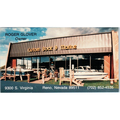 Custom Boat & Marine Roger Glover Reno NV Vintage Business Card SD8-B18