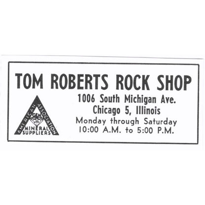 Tom Roberts Rock Shop Lapidary Chicago IL 1972 Ad AF8-S6
