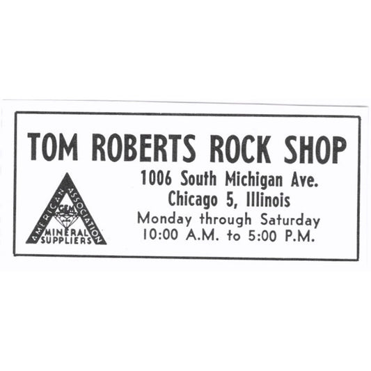 Tom Roberts Rock Shop Lapidary Chicago IL 1972 Ad AF8-S6
