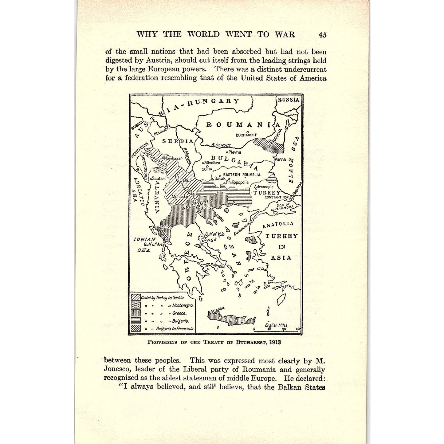 Map of Provisions of 1913 Treaty of Bucharest 1919 WWI Map Print AF9-14