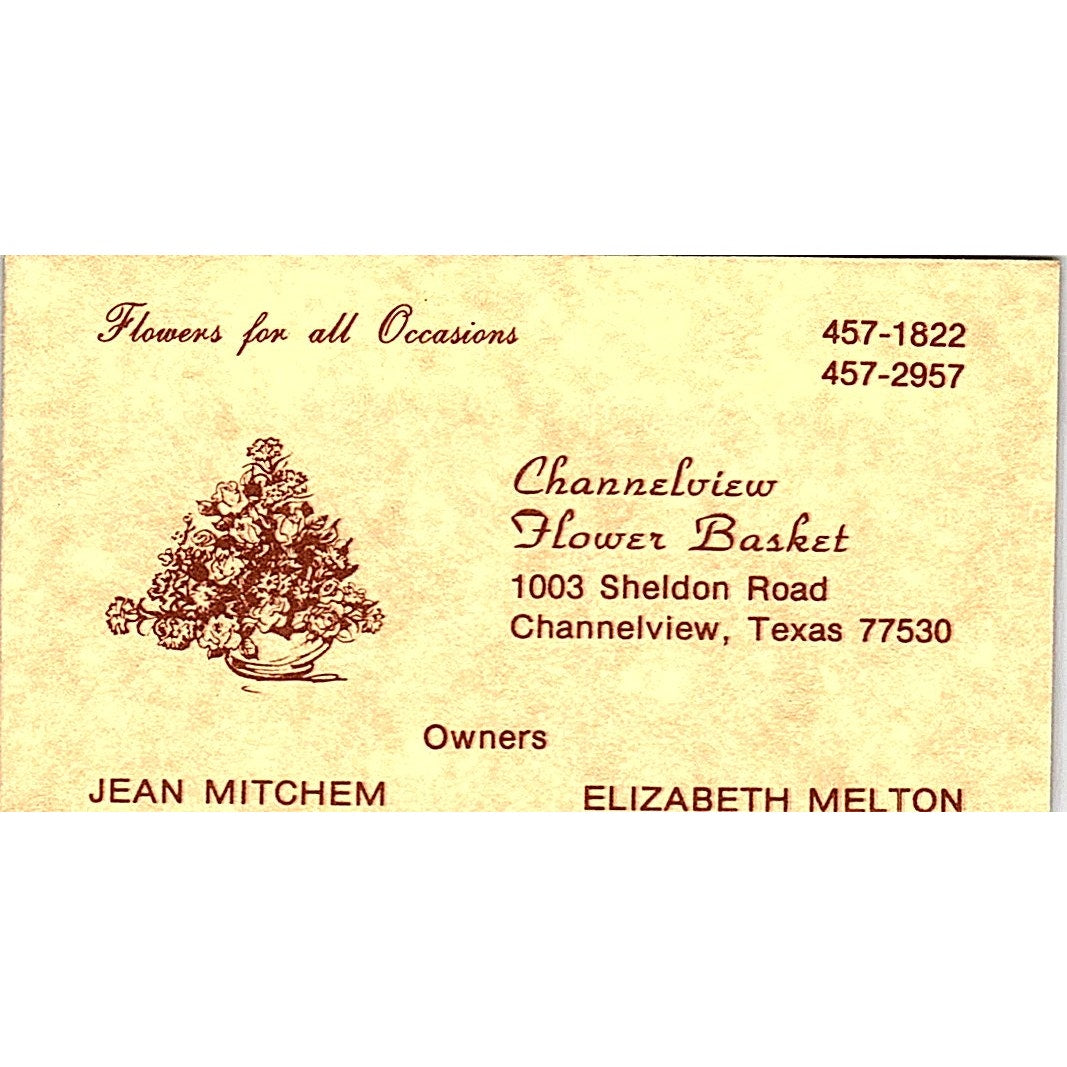 Channelview Flower Basket Jean Mitchem Channelview TX Business Card SF3-B8
