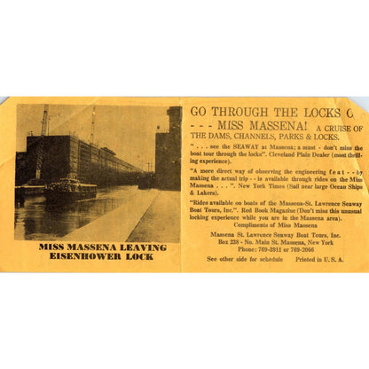 1960s Miss Messina Tourist Cruise Schedule St. Lawrence Seaway NY AE2