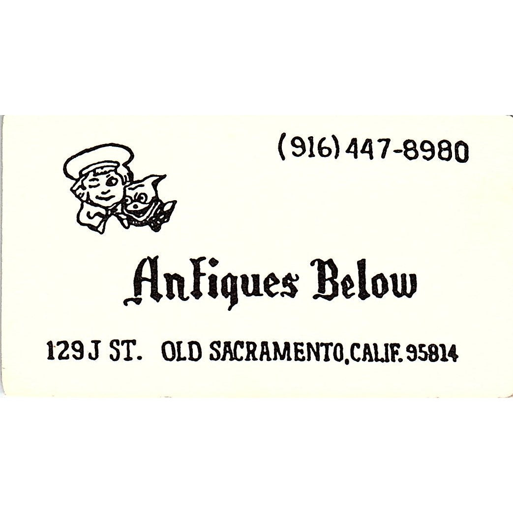 Antiques Below Old Sacramento CA Vintage Business Card SE3-B16