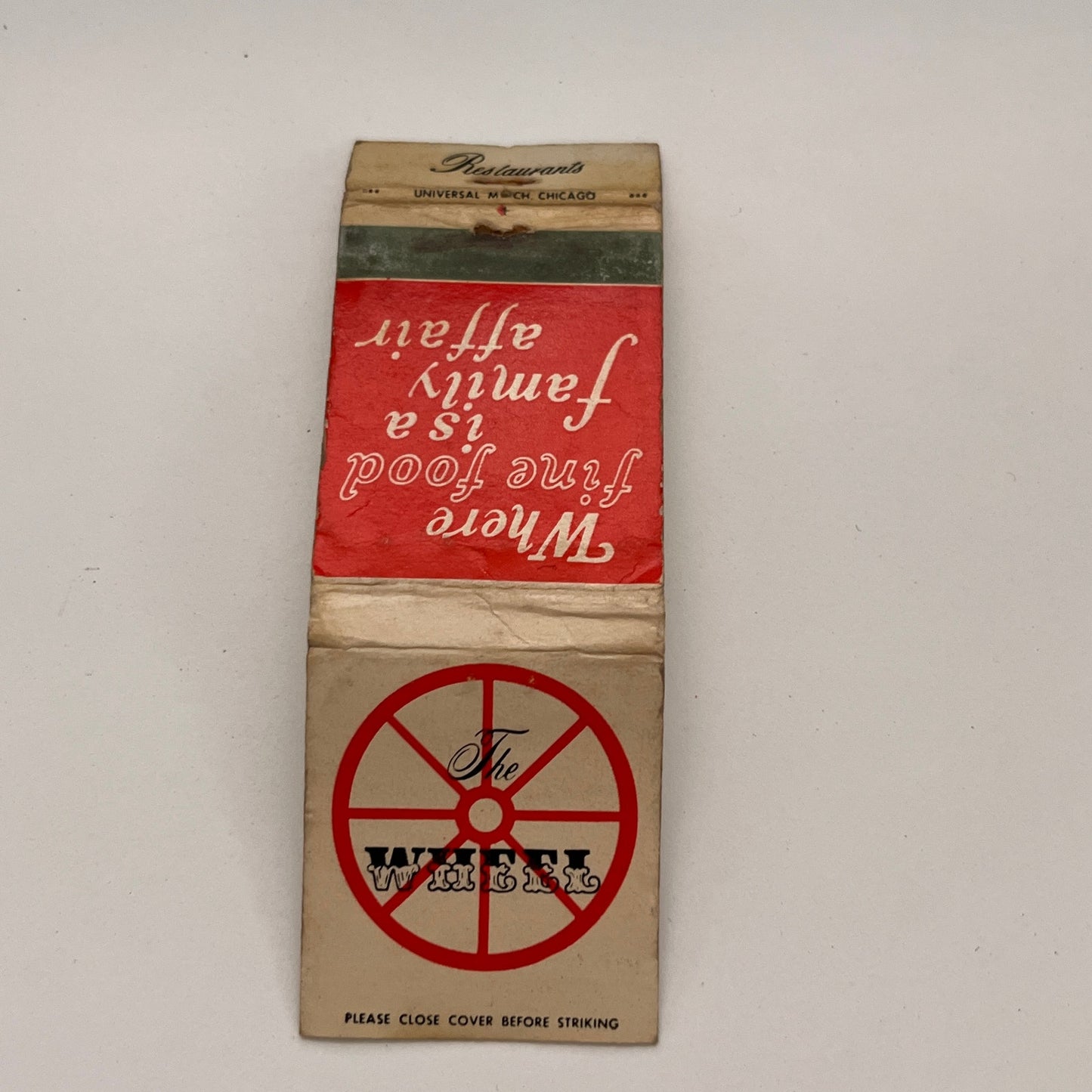 The Wheel Big Wheel Red Wheel Restaurants IL IN Vintage Matchbook TB6-MB2-15