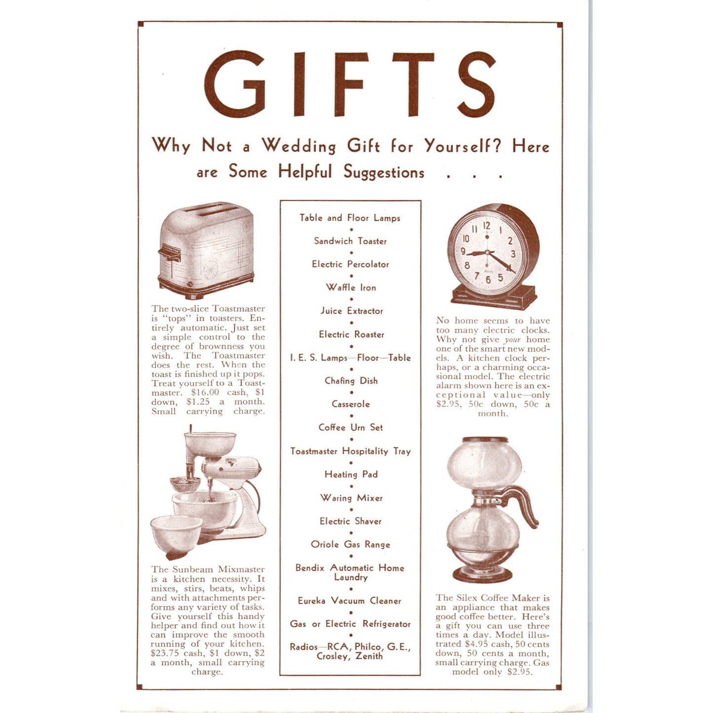 1930s Art Deco Home Appliance Wedding Gifts Advertising Leaflet Hot-O-Matic AB9