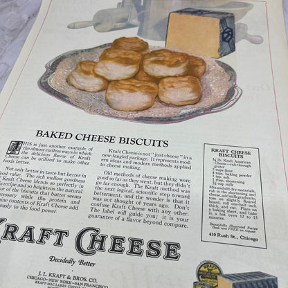 Kraft Cheese Baked Cheese Biscuits Recipe 1924 Magazine Ad FL6-11