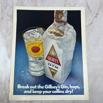 1970 Gilbey's London Dry Gin Tom Collins 10x13 Magazine Advertisement FL6-7