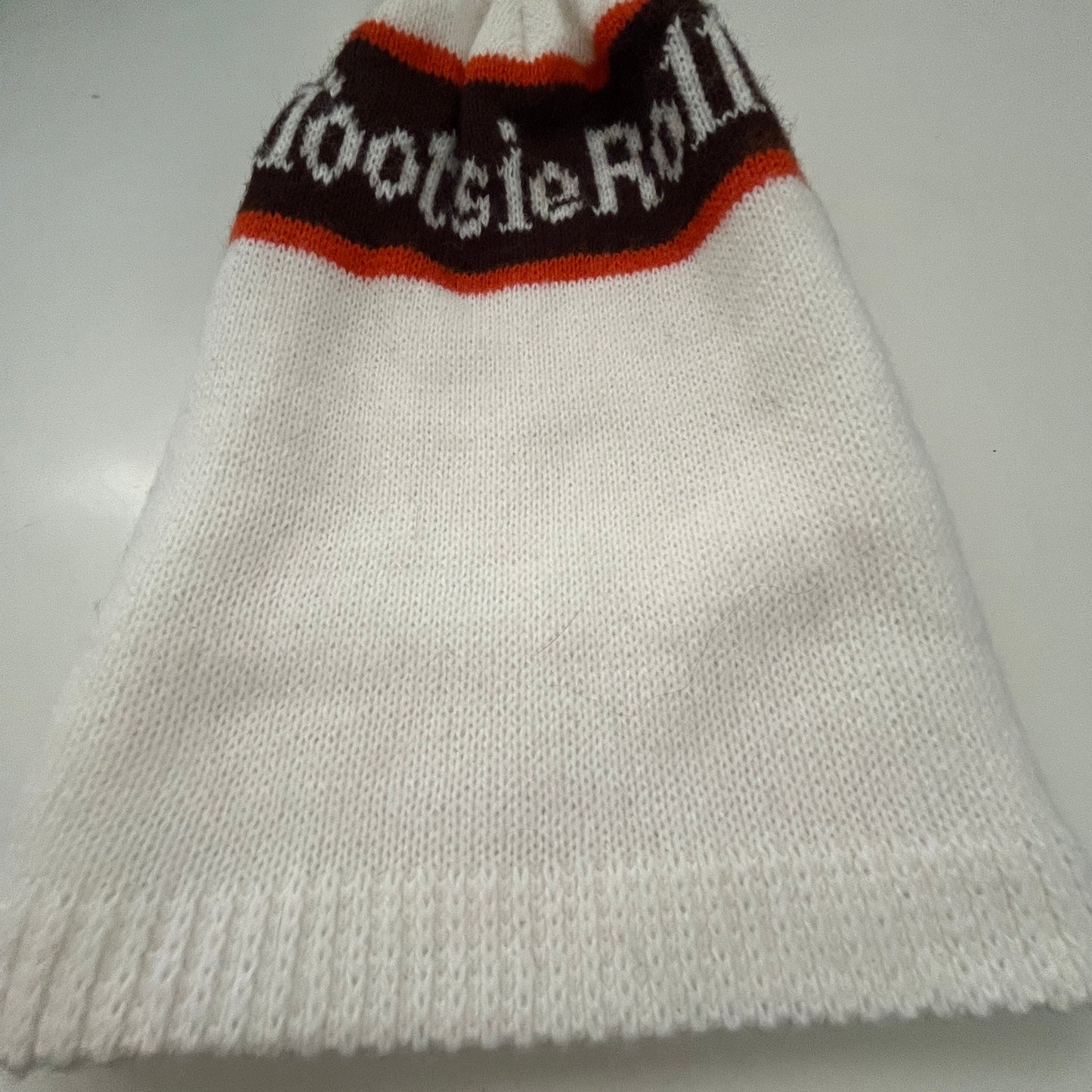 Vintage 1970s Knit Tootsie Roll Stocking Cap Beanie Hat With Pompom TF9