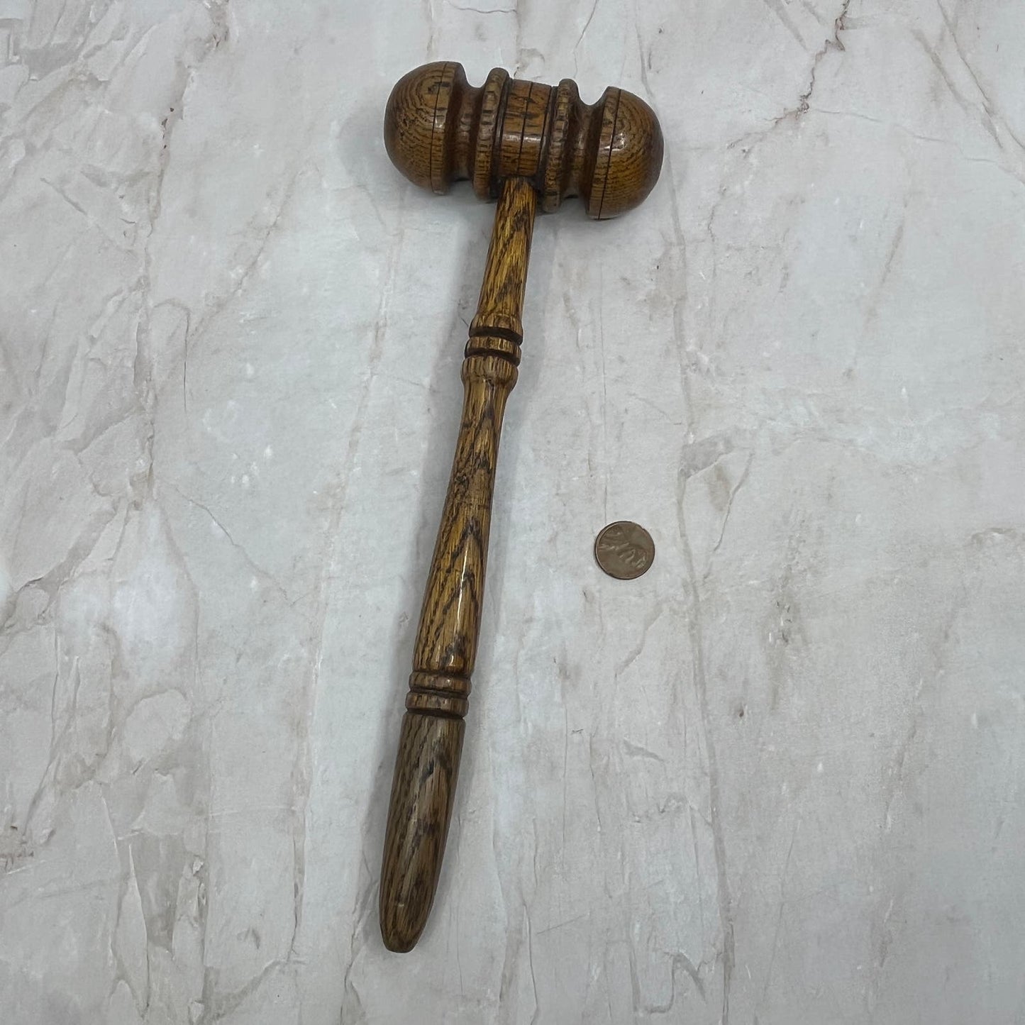 Vintage Solid Oak Judge Gavel Hammer Mallet 11" TJ4