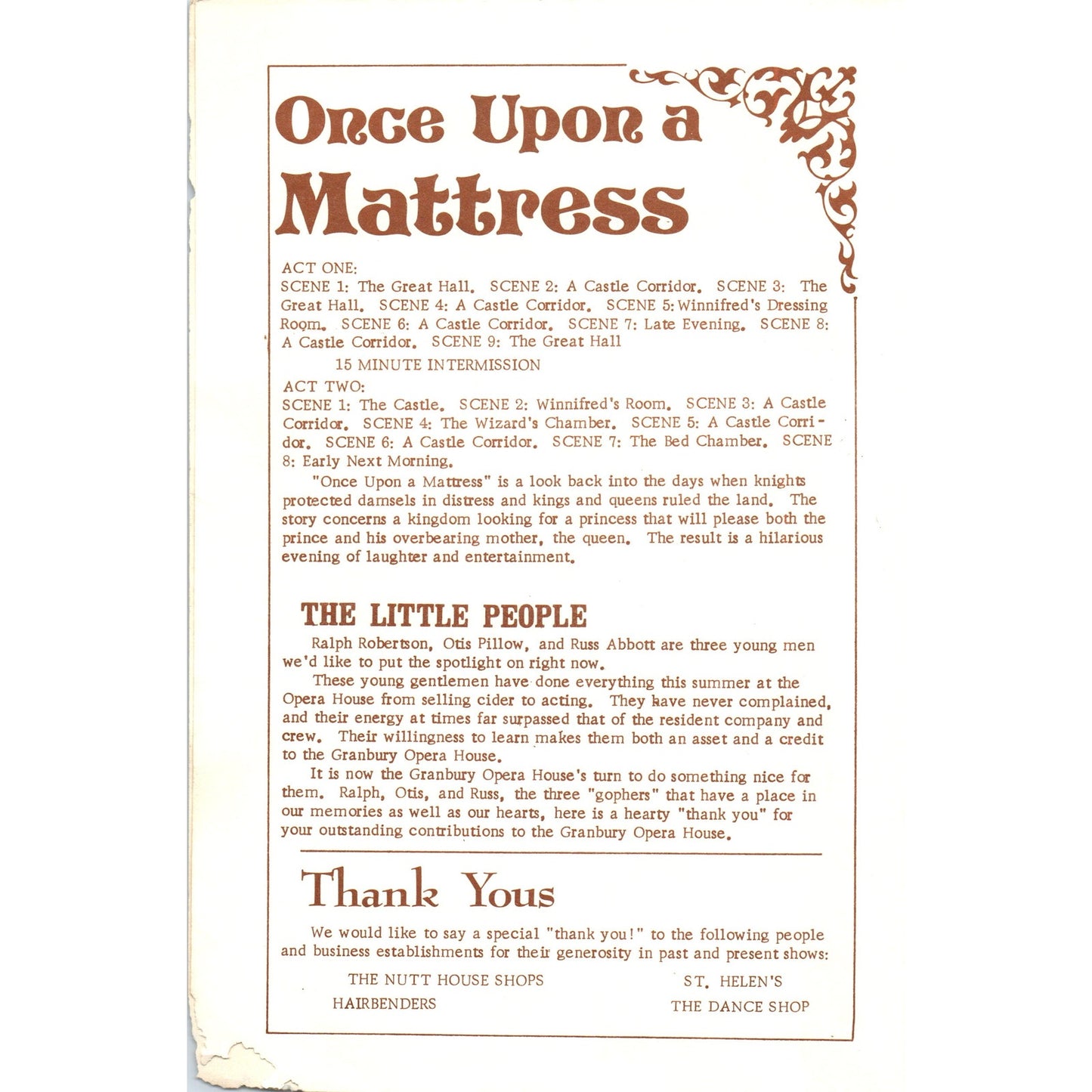 Granbury Opera House - Once Upon a Mattress Program AB8-RS1