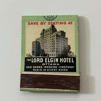The Lord Elgin Hotel Ottawa Ford Hotels Vintage Matchbook Cover TB6-MB1-1