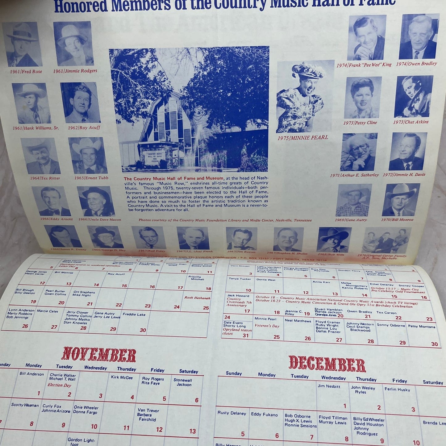 1976 Country Crossroads Country Music Calendar Southern Baptist Commission AE5