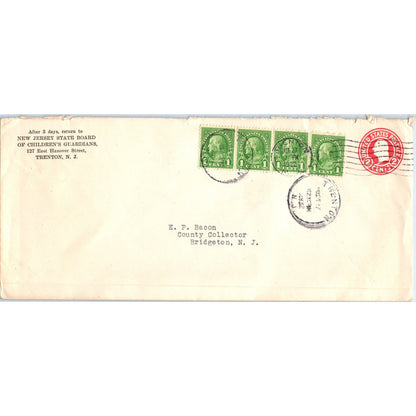 1932 NJ Board of Childrens Guardians to E.P. Bacon Bridgeton Postal Cover TH9-L1
