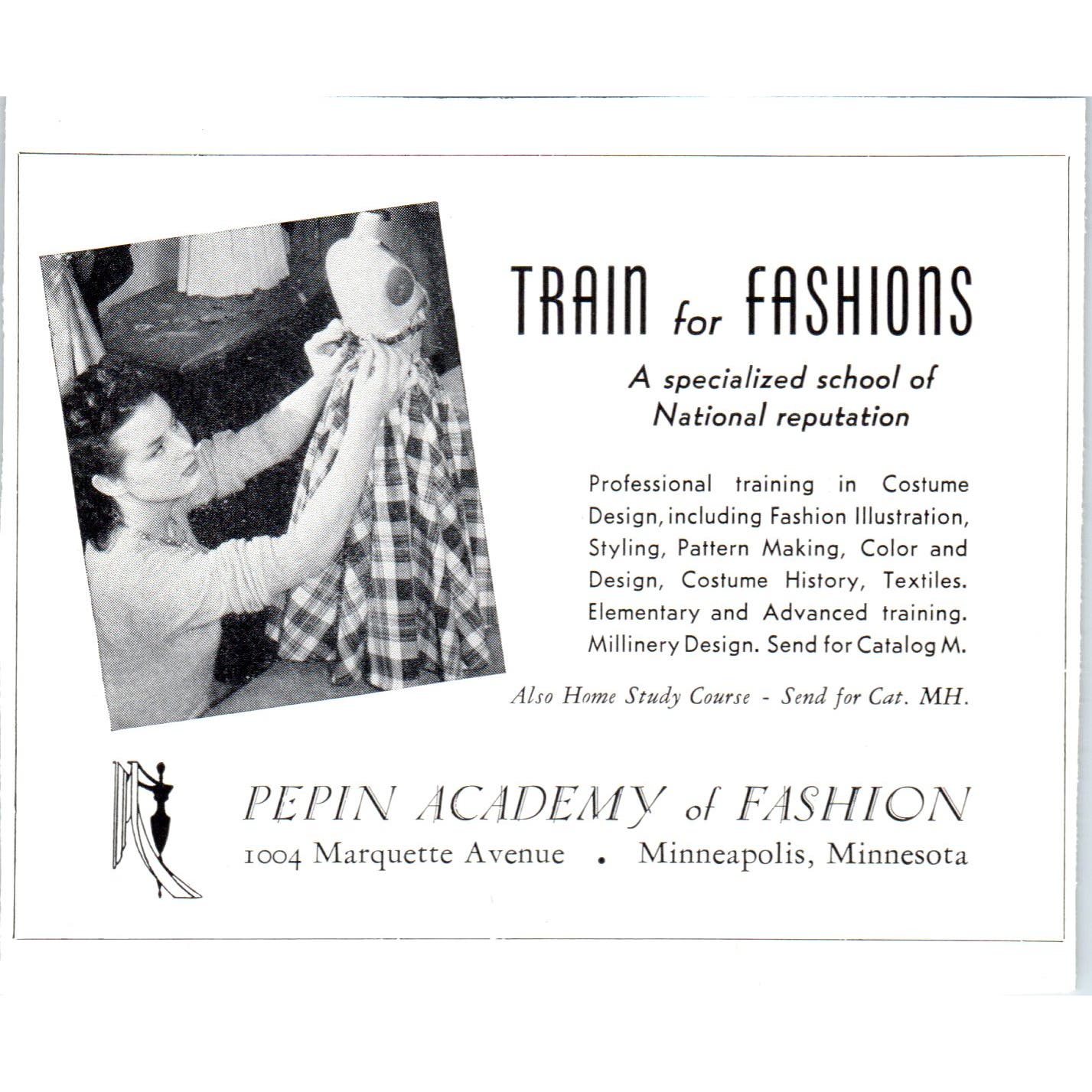 Pepin Academy of Fashion Minneapolis MN 1940 Magazine Ad AF1-OM